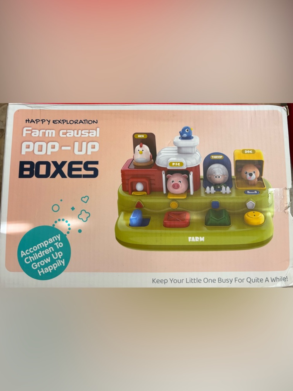 Farm Animal Pop-Up Toy - Green and Multi-Colored